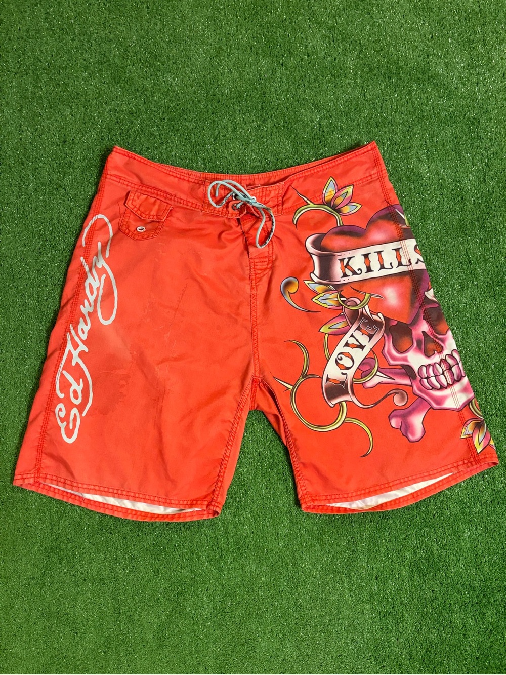 Vintage Ed Hardy Surf Or Die Board Shorts